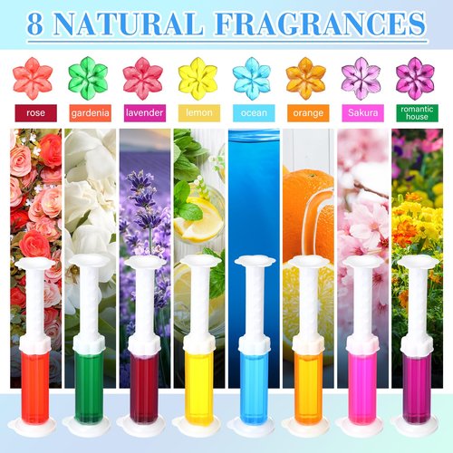 Heigble 8 Pcs Toilet Gels 112 Count 8 Kinds Flower Stamp Bowl Gel Scent Toilet Stain Removal Cleaner Air Freshener Flower Stamps Pack for Bathtubs Bathroom