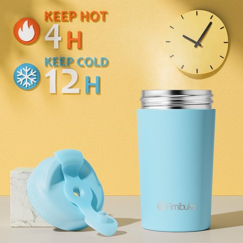 Fimibuke Kids' 10 OZ Spill-Proof Straw Cups - Leak-Proof Insulated Tumblers, 2 Pack with Silicone Straw & Lid