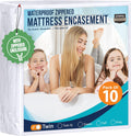 Utopia Bedding Mattress Protector - 100% Waterproof Bed Bug & Dust Mite Proof | Twin Size Encasement (Pack of 10)