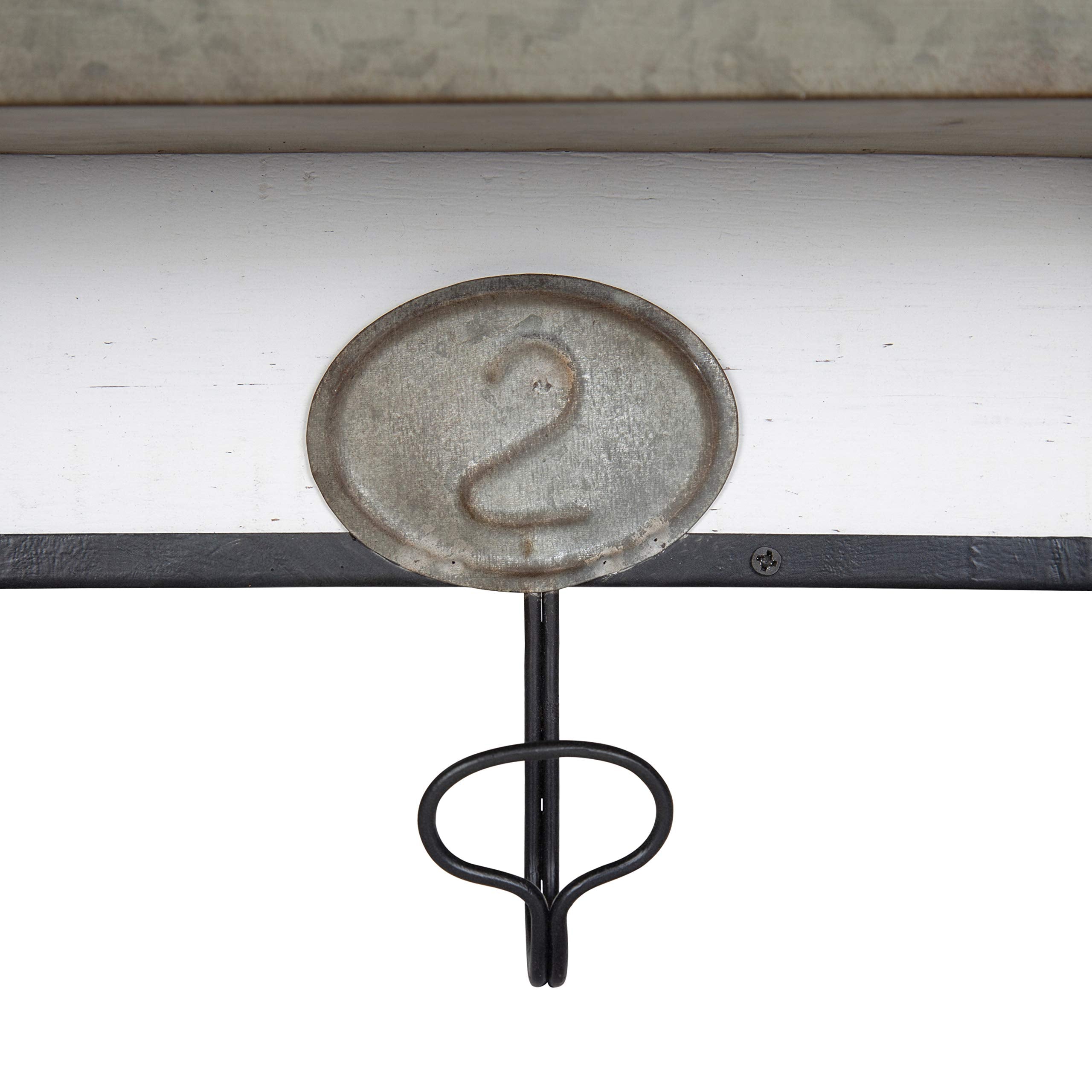 Kate and Laurel Arnica Antique White Wood and Metal Wall Storage Pockets with Hooks