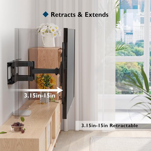 BONTEC Full Motion TV Wall Mount - Fits 23-70 Inch TVs, Swivel & Tilt Dual Arms, Holds Up to 99 lbs