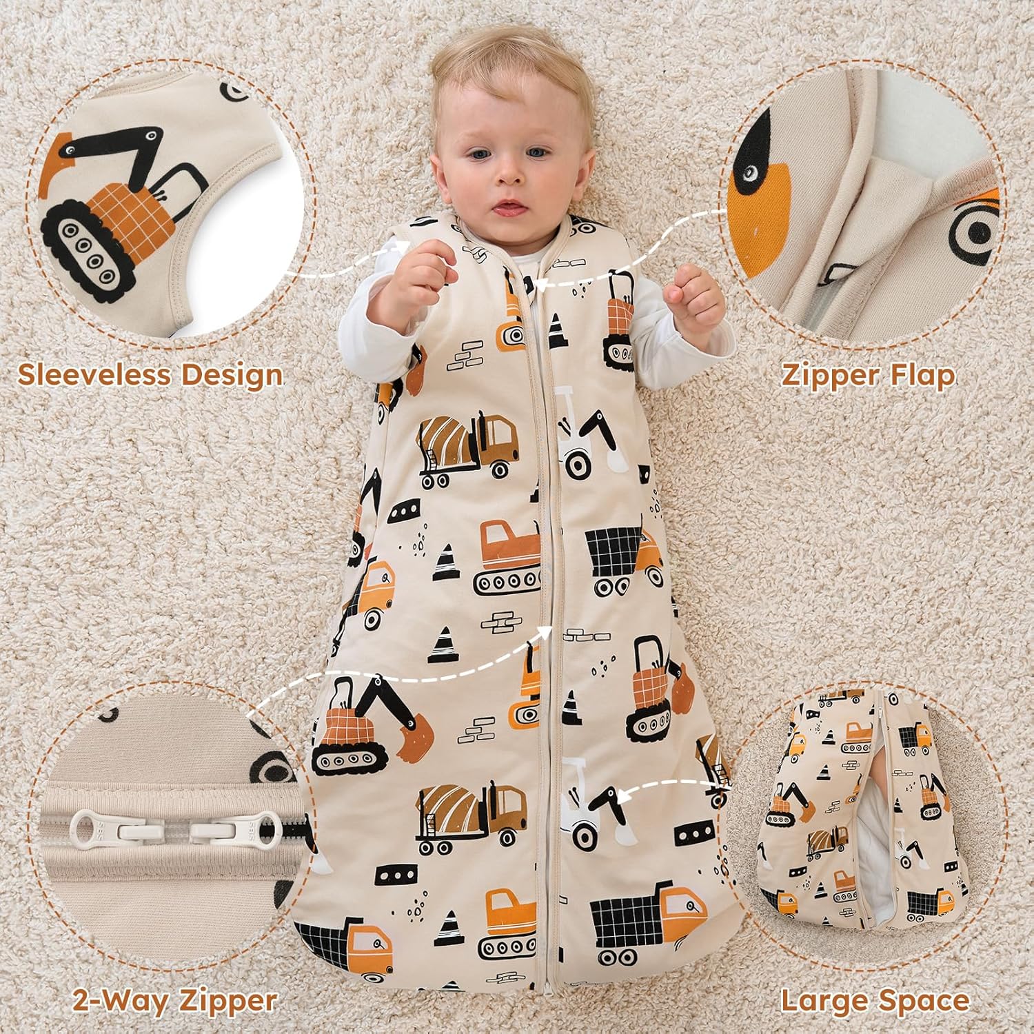 Yoofoss Baby Sleep Sack | 1.5 Tog Wearable Blanket for 6-12 Months | Soft Organic Cotton, 2-Way Zipper