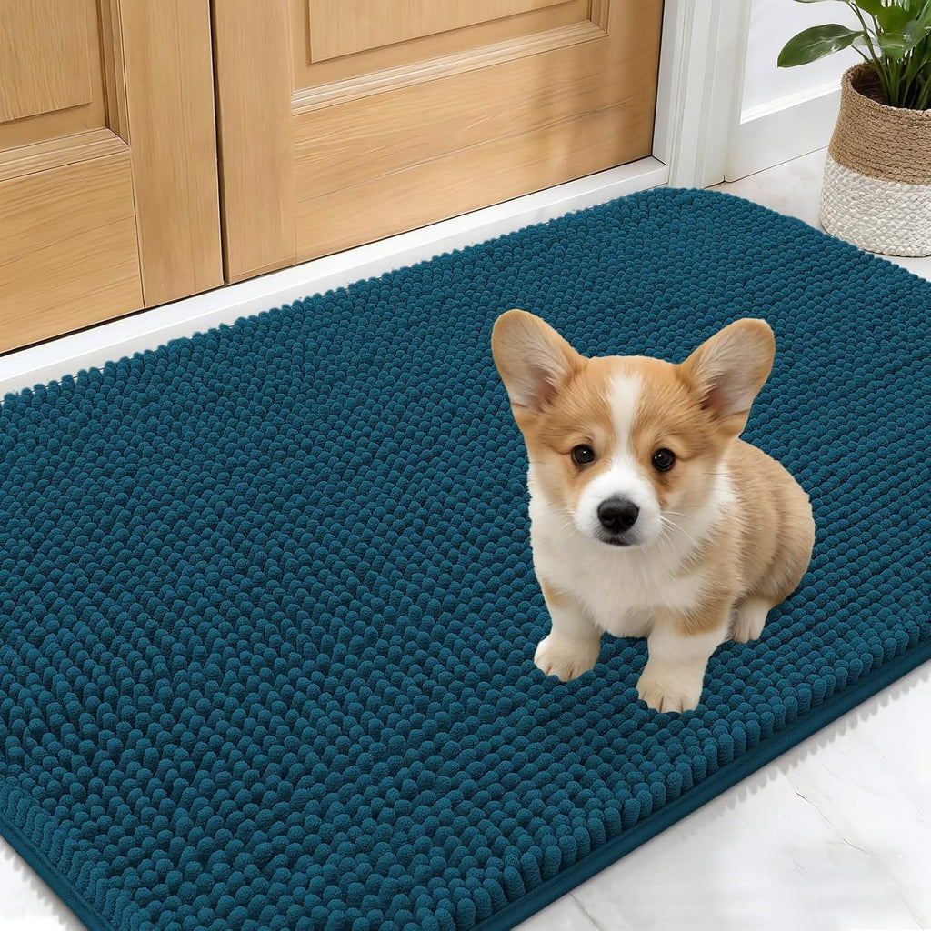 OLANLY Dog Door Mat - Absorbent Non-Slip Indoor Carpet for Muddy Paws | 24x16 Atlantic Blue