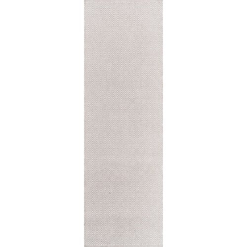 nuLOOM Lorretta Geometric Cotton Runner Rug, 2' 6" x 6', Taupe, Rectangular, 0.2" Thick