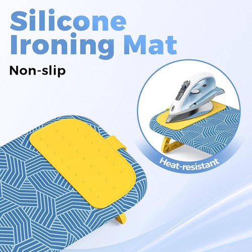 KINGBOARD Mini Ironing Board - Foldable Tabletop Design with Iron Holder | Compact 12x32 Blue for Easy Travel & Dorm Storage