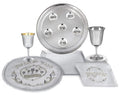 Zion Judaica Complete Passover Seder Set Gift Hammered Vienna Collection - Seder Plate Matzo Tray Elijah Cup and Coaster Kiddush Cup Round Matzah Cover Afikomen Bag Pesach Dinnerware Set Seder Dishes