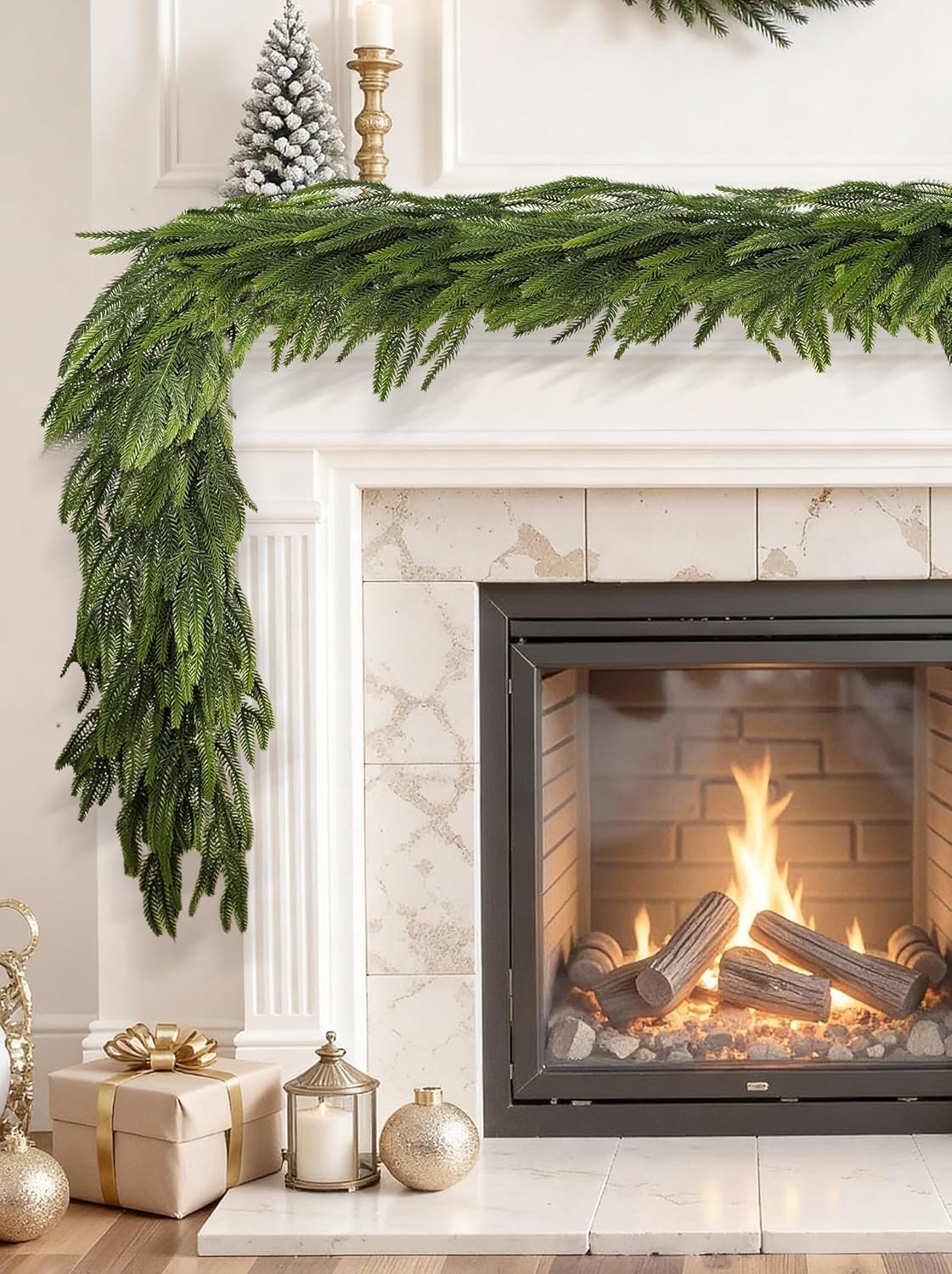 Norfolk Pine | 6 Ft Realistic Christmas Garland - Faux Winter Decor for Mantle, Table, Stairs & More