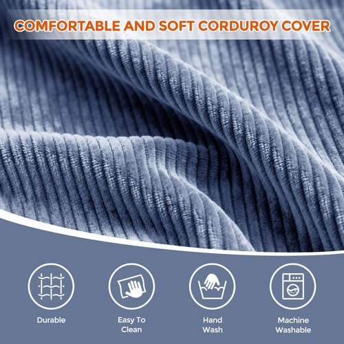 BBGDIPG Pouf Ottoman Foot Rest, Comfortable & Soft, Round Footstool for Living Room, Bedroom, Office, Room Decoration, Corduroy Foot Stool Pouf with Odorless & Anti-Clump Filling, Small Navy