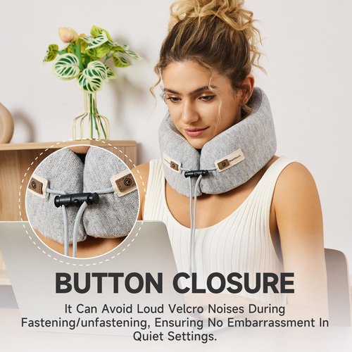 drembloo Neck Pillow Airplane, 100% Pure Memory Foam, Comfortable Breathable Cover, Travel Pillows for Airplanes, Ergonomic Design, Neck Pillow for Traveling, Airplane Pillow Flight Train, Gray