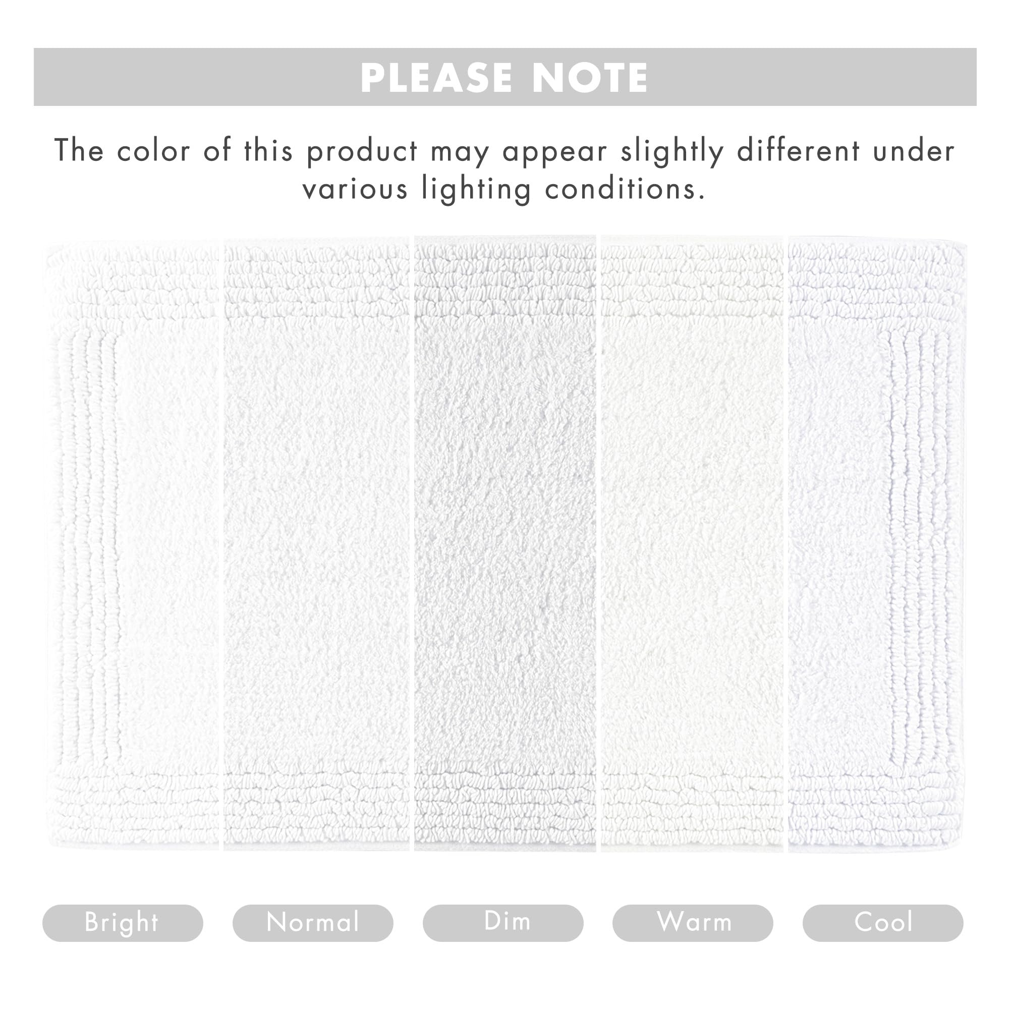 Madison Park Splendor Reversible 100% Cotton Tufted Bathroom Rug-3000 GSM Hotel Quality Luxurious Plush Medium Pile Bath Mat Absorbent, Quick Dry, Shower Room Décor, 24x44 White