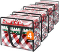 SpaceTrove Clear Storage Bags - 4 Pack Heavy-Duty Under Bed Organizers | Foldable Vinyl Zippered Containers for Comforters, Bedding & Toys - 40L Capacity