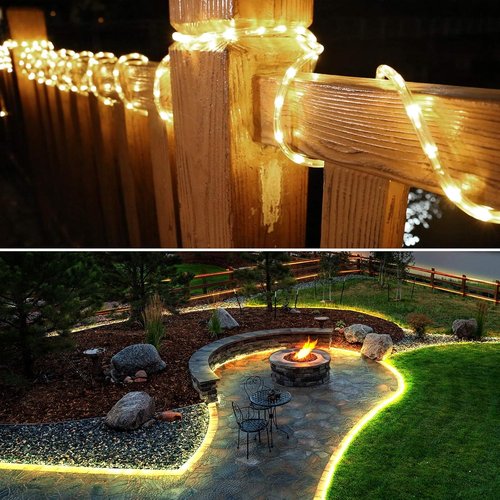 LE 33ft LED Rope Lights - 240 Warm White Lights, Waterproof & Connectable for Outdoor Use