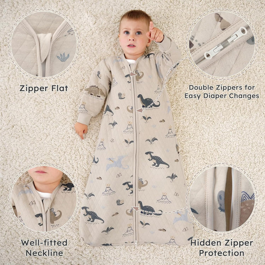 Yoofoss Baby Sleep Sack - Organic Cotton Wearable Blanket for Infants | 1.0 Tog, Long Sleeve, 6-12 Months
