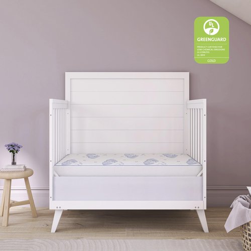Dream On Me 2-in-1 Breathable Pocket Coils Inner Spring Portable Crib Mattress, Greenguard Gold and JPMA Certified, White