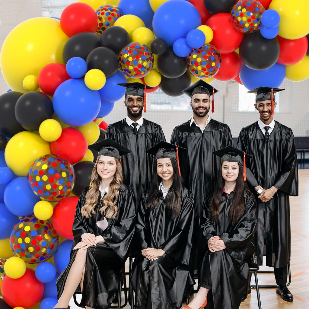 Skiennix Balloon Garland Arch Kit - 132PCS Red, Black & Royal Blue Latex Balloons for Birthday & Graduation Decor