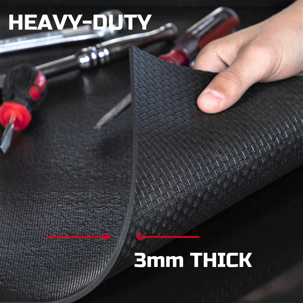 ONREVA Tool Box Liner 16 inch Wide x 18 Ft Large, Toolbox Drawer Liners, Heavy Duty Shelf Rubber Mat, Non Slip Pad Organizer for Rolling Tool Chest Drawers, Cabinet, Workbench, Black