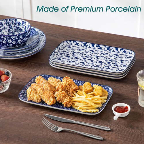 vancasso Porcelain Serving Trays for Party, Serving Platters Set of 4,Serving Dishes for Entertaining, Ceramic Party Trays and Platters for Serving Food, 12" Inch, Series SELENE