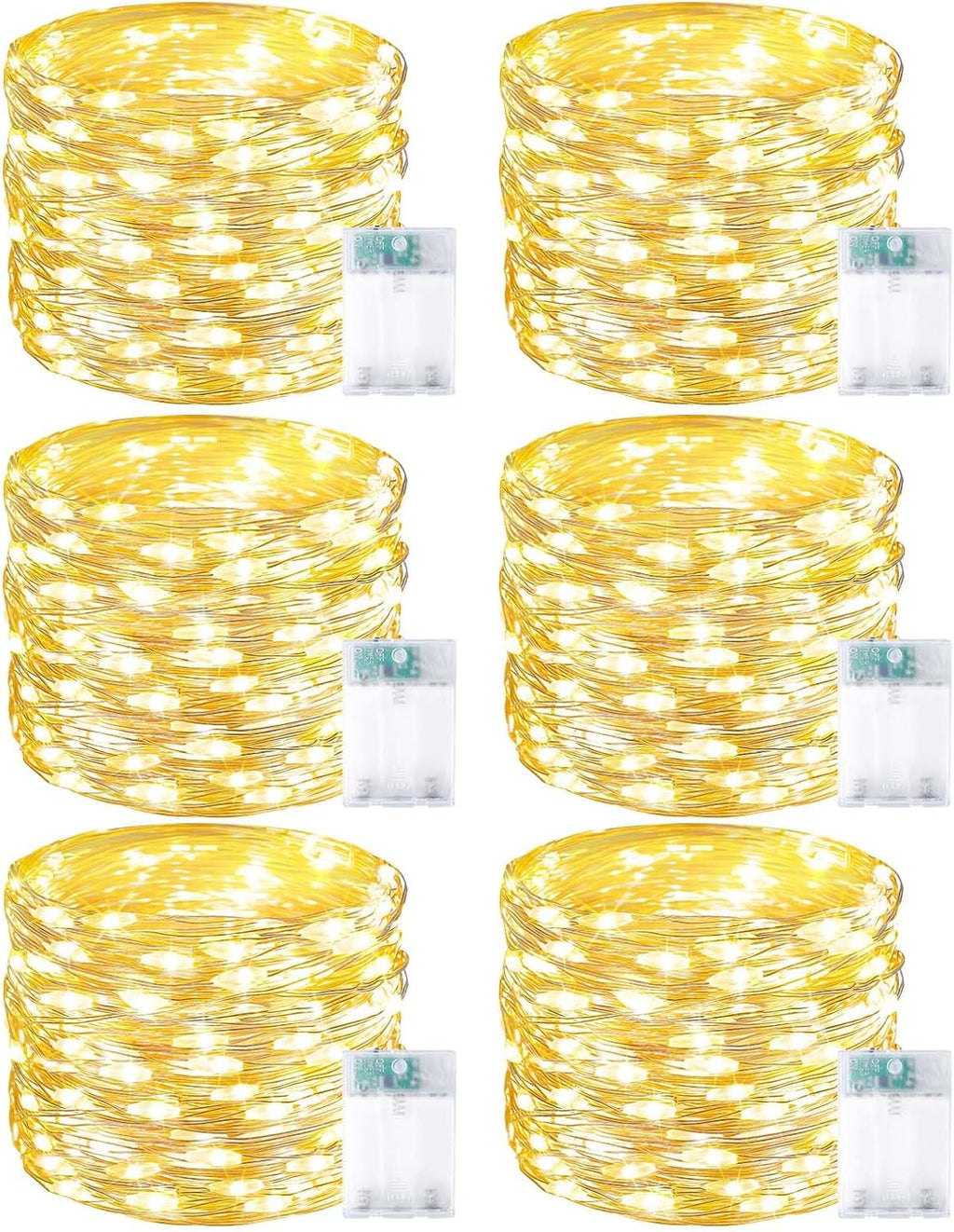 Skiennix 6 Pack Fairy Lights - Battery Operated 20FT 60LED String Lights for Indoor/Outdoor Decor | Warm White