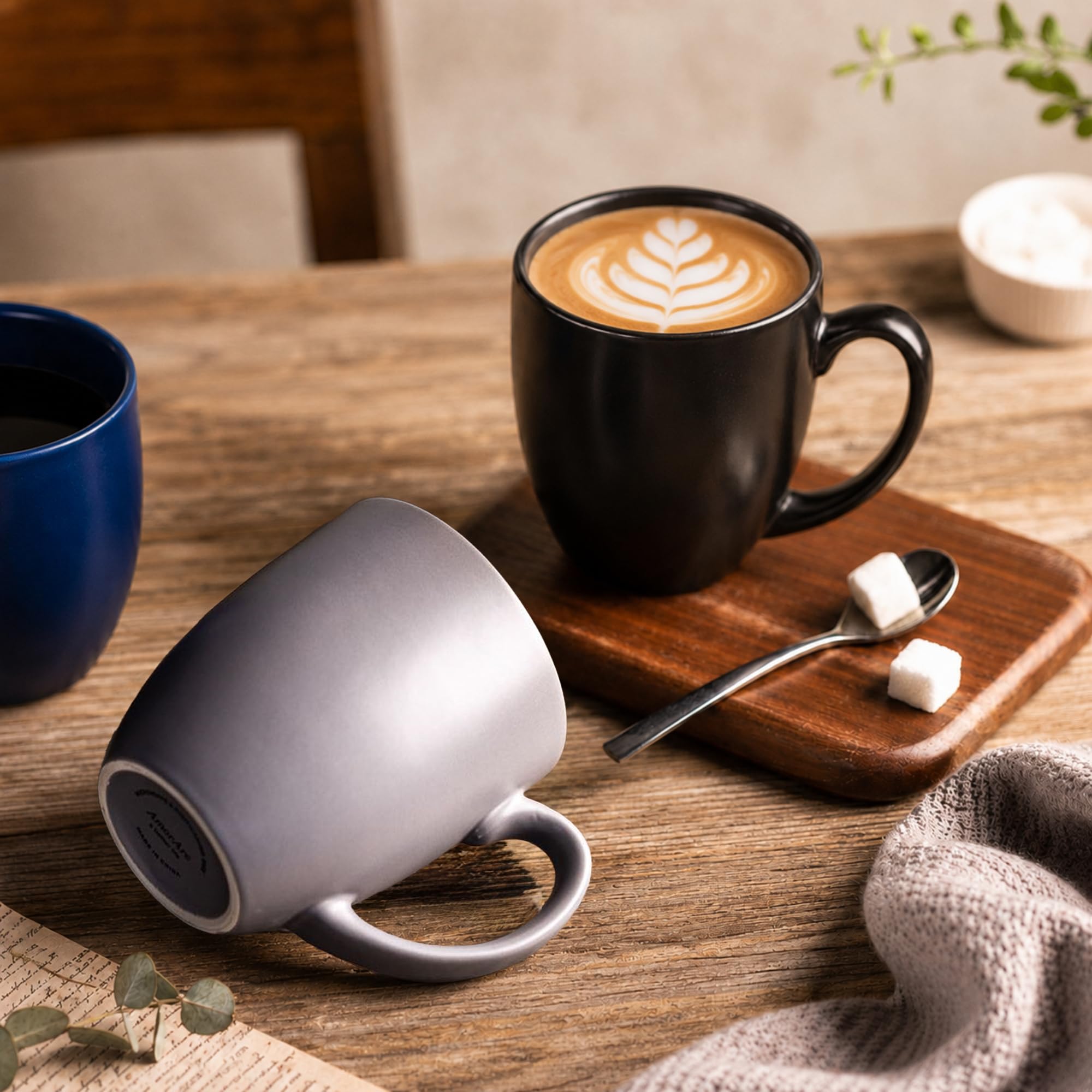 AmorArc 16oz Coffee Mugs Set of 6, Large Ceramic Coffee Mugs for Man, Woman, Dad, Mom, Modern Coffee Mugs Set with handle for Tea/Latte/Cappuccino/Milk/Cocoa. Dishwasher&Microwave Safe, Multi