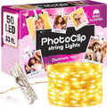 Mind-Glowing Photo Clips String Lights - Warm White Fairy Lights for Hanging Pictures | 50 LED, 16.4 ft - Perfect Teen Girl Room Decor & Birthday Gift