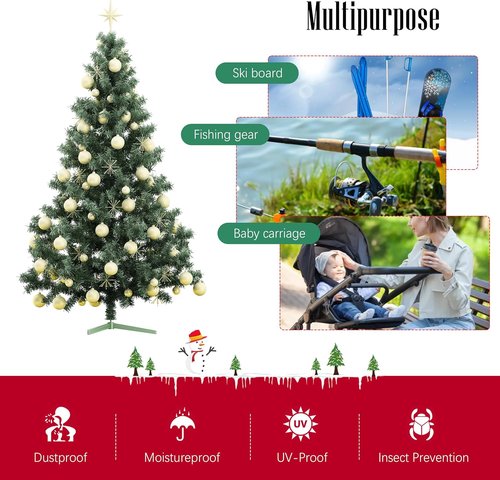 Cosy Family Christmas Tree Storage Bag - Durable Extra Large 7.5 ft Holiday Tree Bag with Reinforced Handles & Dual Zippers - Red (Pack of 2)