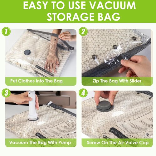 Travel Vacuum Storage Bags for Clothing with Rechargeable Air & Hand Pump, 21 Pack Portable Space Saver Bags, Compression Packing Seal for Luggage and Suitcase, Blankets, Seasonal Storage