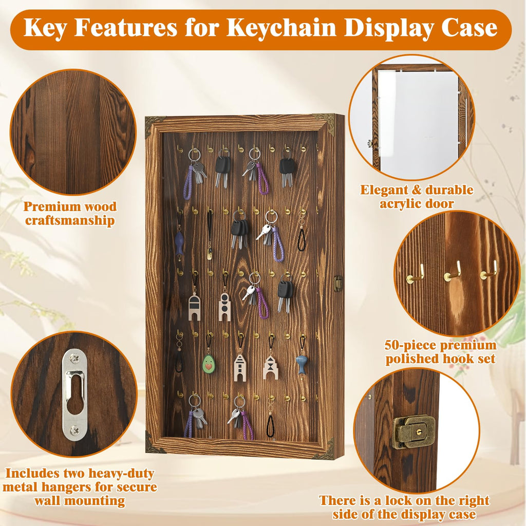 bimiti Wall-Mounted Keychain Display Case - 5-Tier Organizer Shelf for Large Capacity Storage, Perfect for Pocket Watches, Fishing Lures, Collectibles & Home/Office Decor