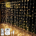 LE Fairy Curtain Lights - 300 LED Battery Operated & USB Plug-In String Lights | 10 x 10 ft for Bedroom & Events