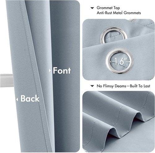 MIULEE Light Blue Blackout Curtains - Thermal Insulated Room Darkening Drapes | 84 Inches Long, 2 Panels