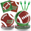 ZVK Serve 50 Football Party Paper Dessert Plates Dinner Plates Napkins with Forks Set Disposable Dinnerware