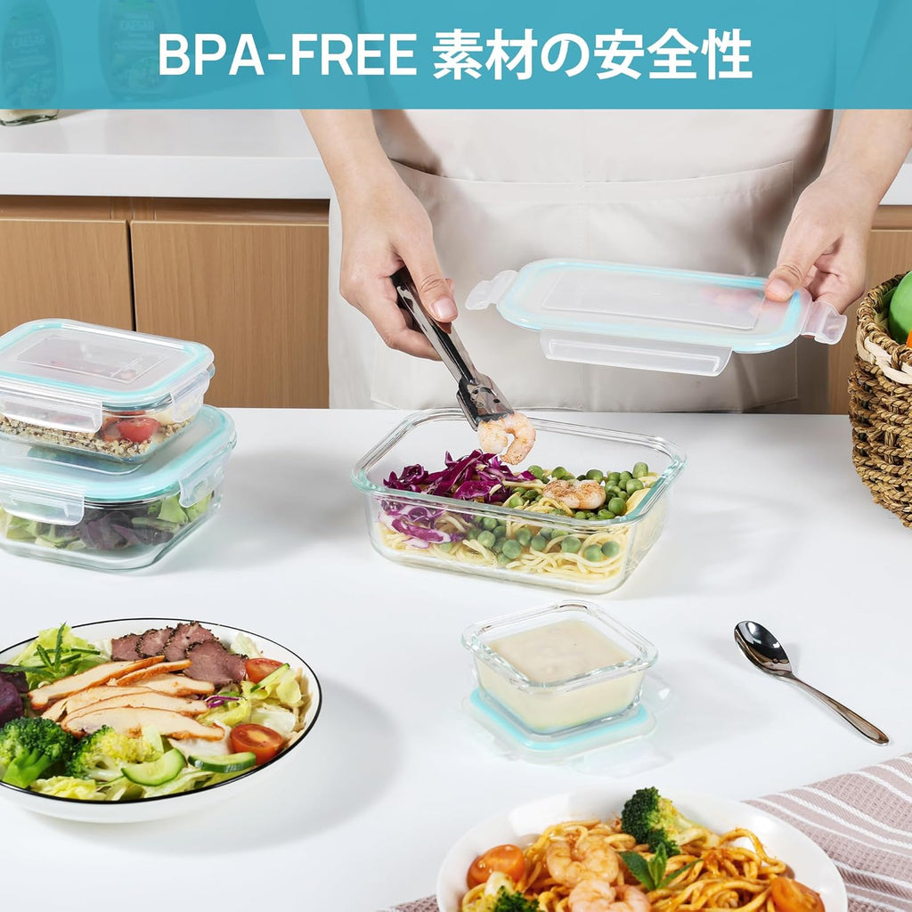 Vtopmart Glass Food Storage Containers - 8 Pack with Airtight Lids | BPA Free, Microwave & Oven Safe