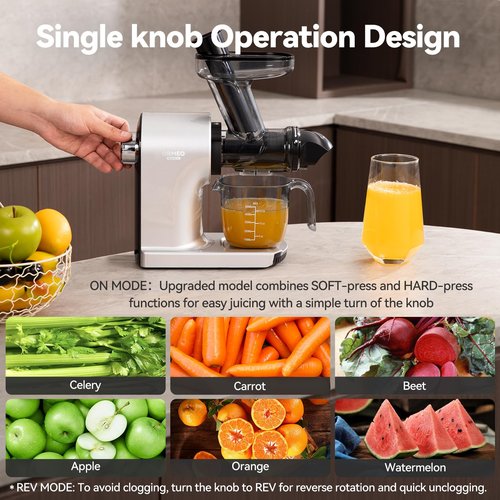 Juicer Machines,ORMEO HOME Cold Press Slow Masticating Juicers with 3.60"Large Feed Chute For Vegetable and Fruit,Easy to Clean,Quiet Motor,BPA-Free,High Juice Yield(Updated)