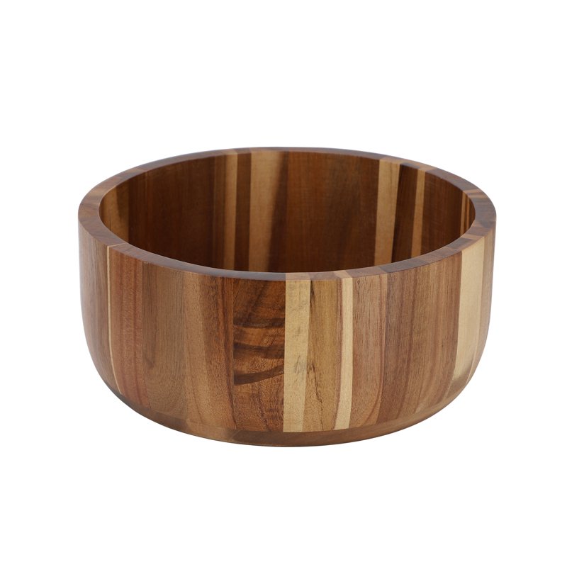 Acacia Wood Salad Bowl - 10.5 Inch Large - Brown 4
