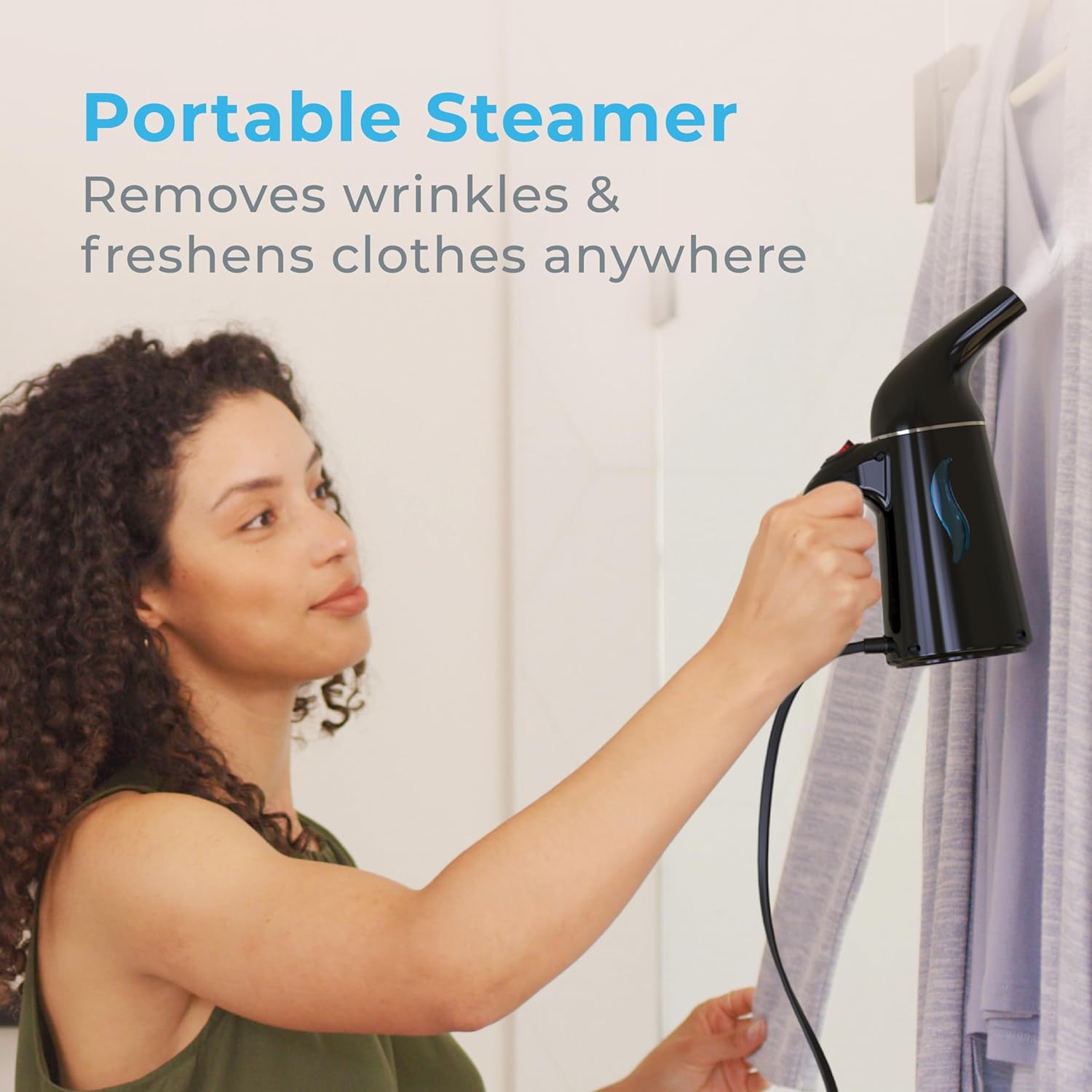 Pure Enrichment Portable Fabric Steamer - Fast-Heating Handheld Garment Steamer for All Fabrics | Lightweight & Safe (Black)