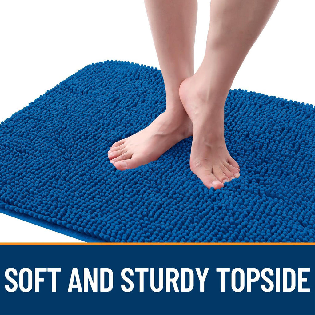 OLANLY Dog Door Mat - Absorbent Non-Slip Mud Mat for Muddy Paws | 70x35, Quick Dry Chenille, Deep Navy Blue