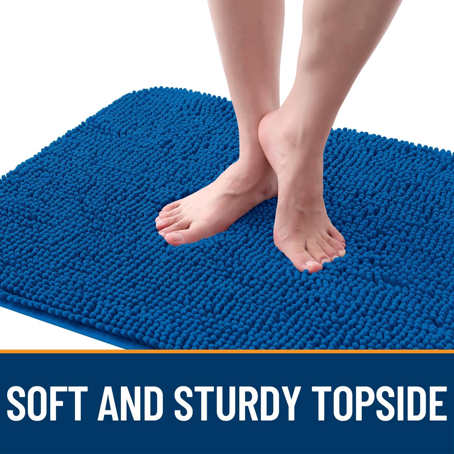 OLANLY Dog Door Mat - Absorbent Non-Slip Washable Doormat for Muddy Paws | 44x32 Deep Navy Blue