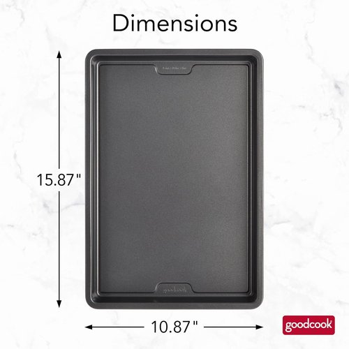 GoodCook PRO Medium Baking Sheet Pan - Nonstick, Scratch-Resistant Carbon Steel | 10 x 15-Inch, Gray, Oven Safe to 480°F