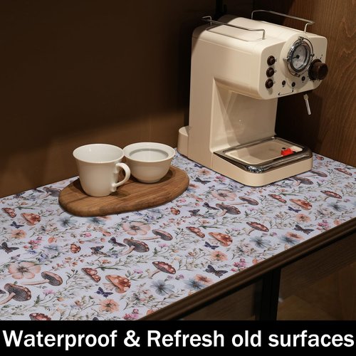 Amiitay Mushroom Shelf Liners Non Adhesive and Strong Non-Slip Shelf and Drawer Liners for Kitchen Cabinet Wire Fridge, Waterproof Shelf Drawer Liner,Easy to Clean,12IN x 10FT