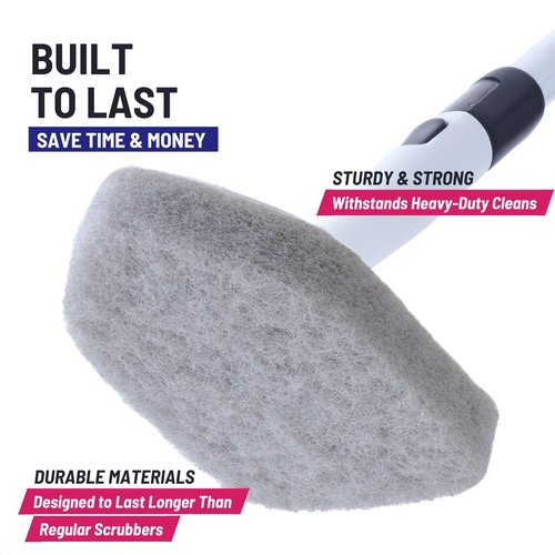 Moku Home Replacement Scrubber Refill for Moku Home Extendable Tub Tile Shower Brush for Cleaning Non-Scratch (5X Scrubber Sponge Gray)