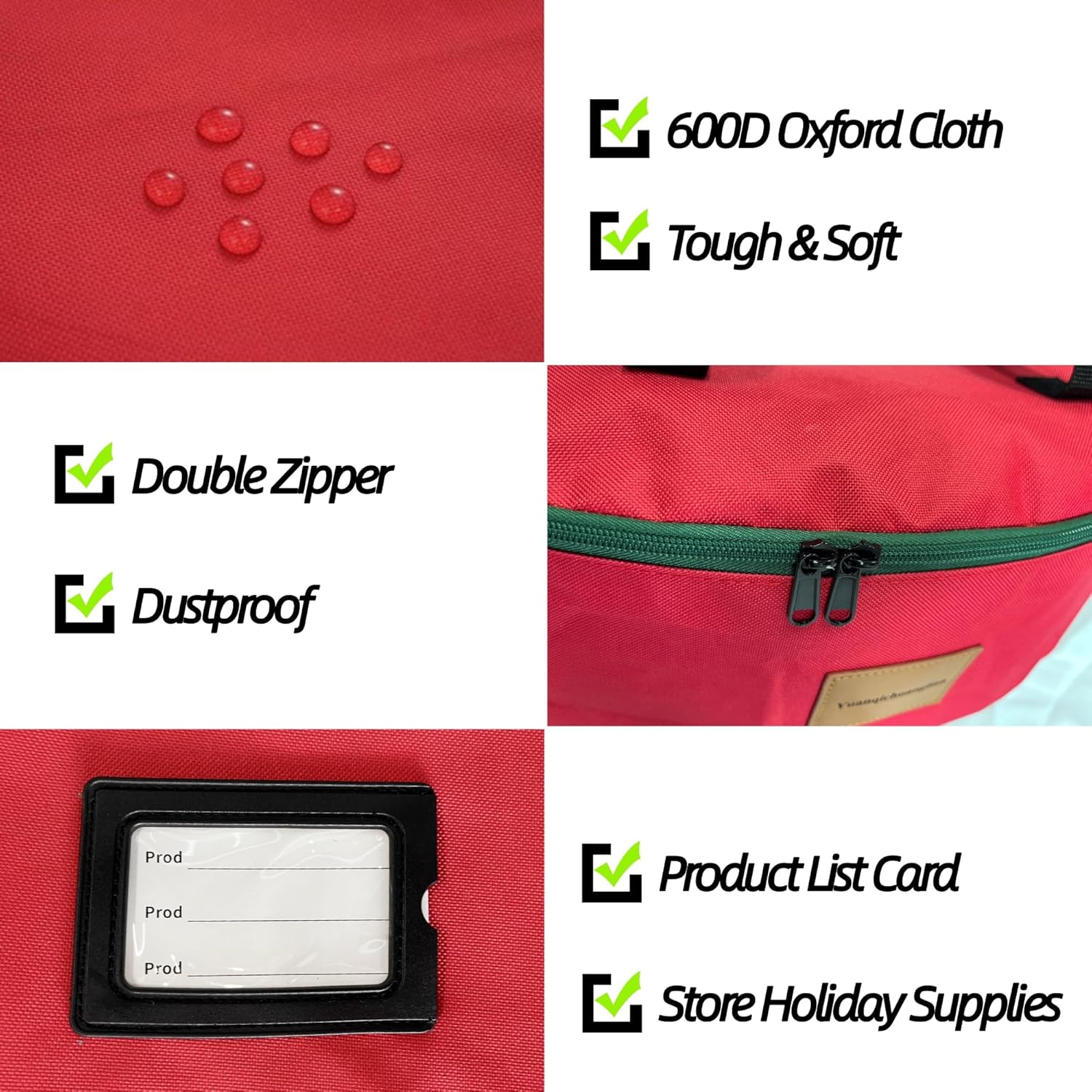 Skiennix Wreath Storage Container - Heavy Duty 600D Oxford Cloth | 30x7 Inch Red Bag for Holiday Wreaths