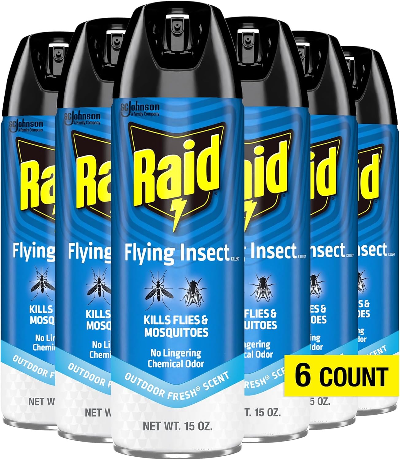 Raid Flying Insect Killer - Mosquito & Fly Control with Fresh Scent | 15 Ounce (Pack of 6)