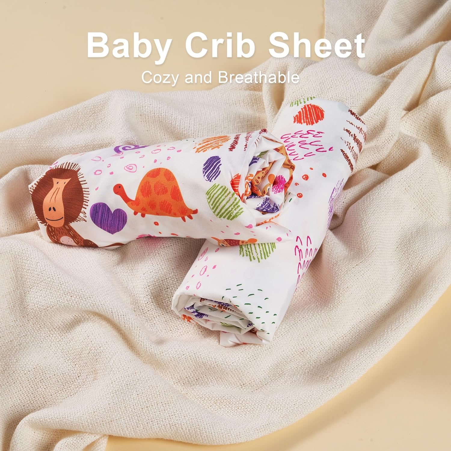 TILLYOU Baby Crib Sheets - Super Soft Toddler Bed Sheets, 2-Pack for Standard Crib Mattress 28x52in | Animal Graffiti