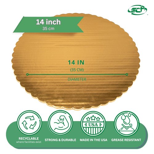 Southern Champion Tray 1630 14" Sturdy Corrugated Double Wall Cake Circle, Greaseproof, Gold Metallic (Case of 50)
