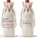 Retirement Wine Bag Farewell Gifts - Going Away Gifts for Retirees, Friends, Coworkers, Boss, Teachers, Employees, Women, Floral Drawstring Burlap Wine Bottle Bag for Retired, Goodbye, New Beginnings