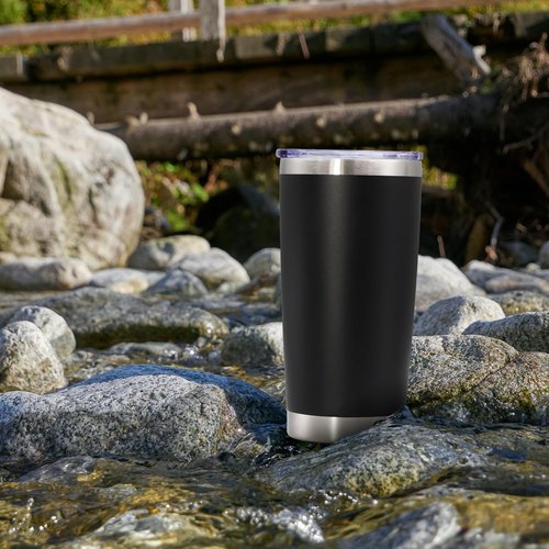 Eyasure 20 oz Tumbler with lid Double Wall Vacuum Insulated Tumblers Stainless Steel Coffee Mug Travel Coffee Tumbler Powder Coated Tumbler Cup Keep Hot&Cold - (Black 6 Pack)