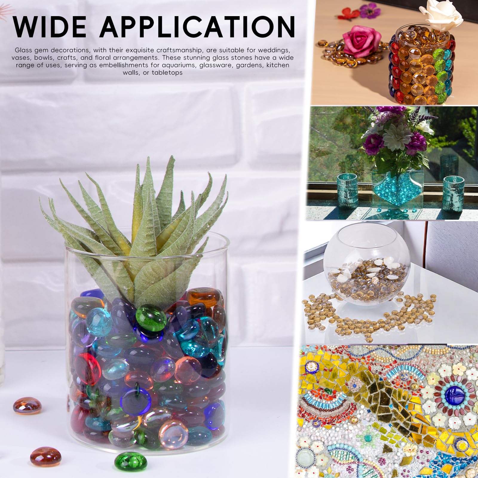 1 LB Mix Color Glass Beads, Mini Flat Glass Marbles~150PCS for Vase Fillers, Floral Bottom Mancala Gems Pebbles Fish Tank Rocks for Table Scatter Aquarium,Home Decorative Art Craft Supplies(0.5"~0.7")