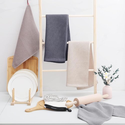 Homaxy 100% Cotton Waffle Weave Kitchen Dish Towels - Ultra Soft & Absorbent, 12-Pack, 13 x 28 Inches