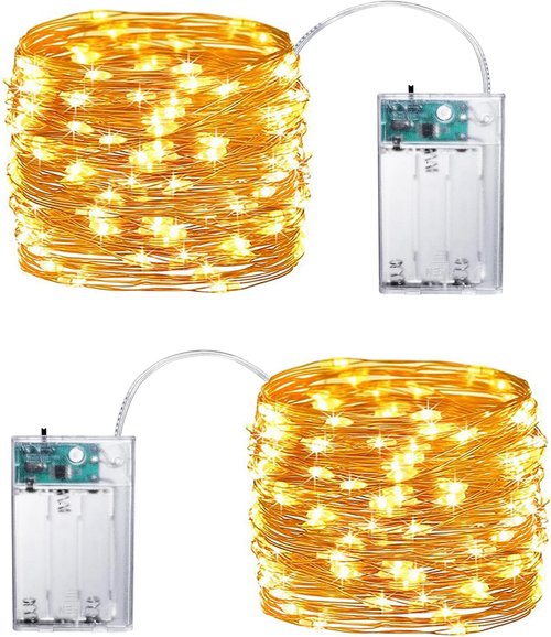 Joomer LED Fairy Lights - 16FT Battery Operated Starry String Lights with Timer | 2 Pack Warm White