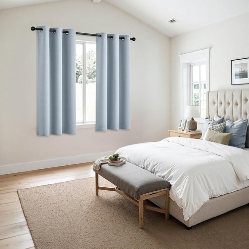 MIULEE Light Blue Blackout Curtains - Thermal Insulated Room Darkening Drapes | 54 Inches Long, 2 Panels