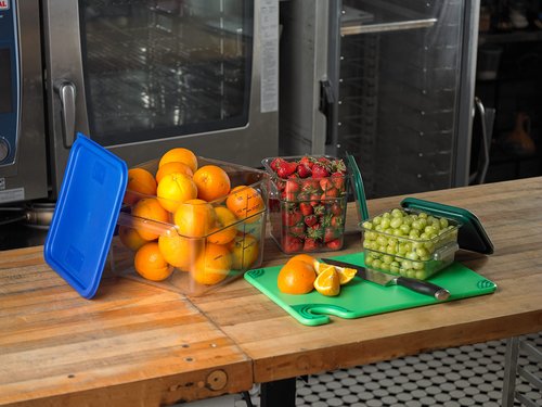 Carlisle FoodService Products Squares Square Food Storage Container with Stackable Design for Catering, Buffets, Restaurants, Polycarbonate (Pc), 4 Quarts, Clear
